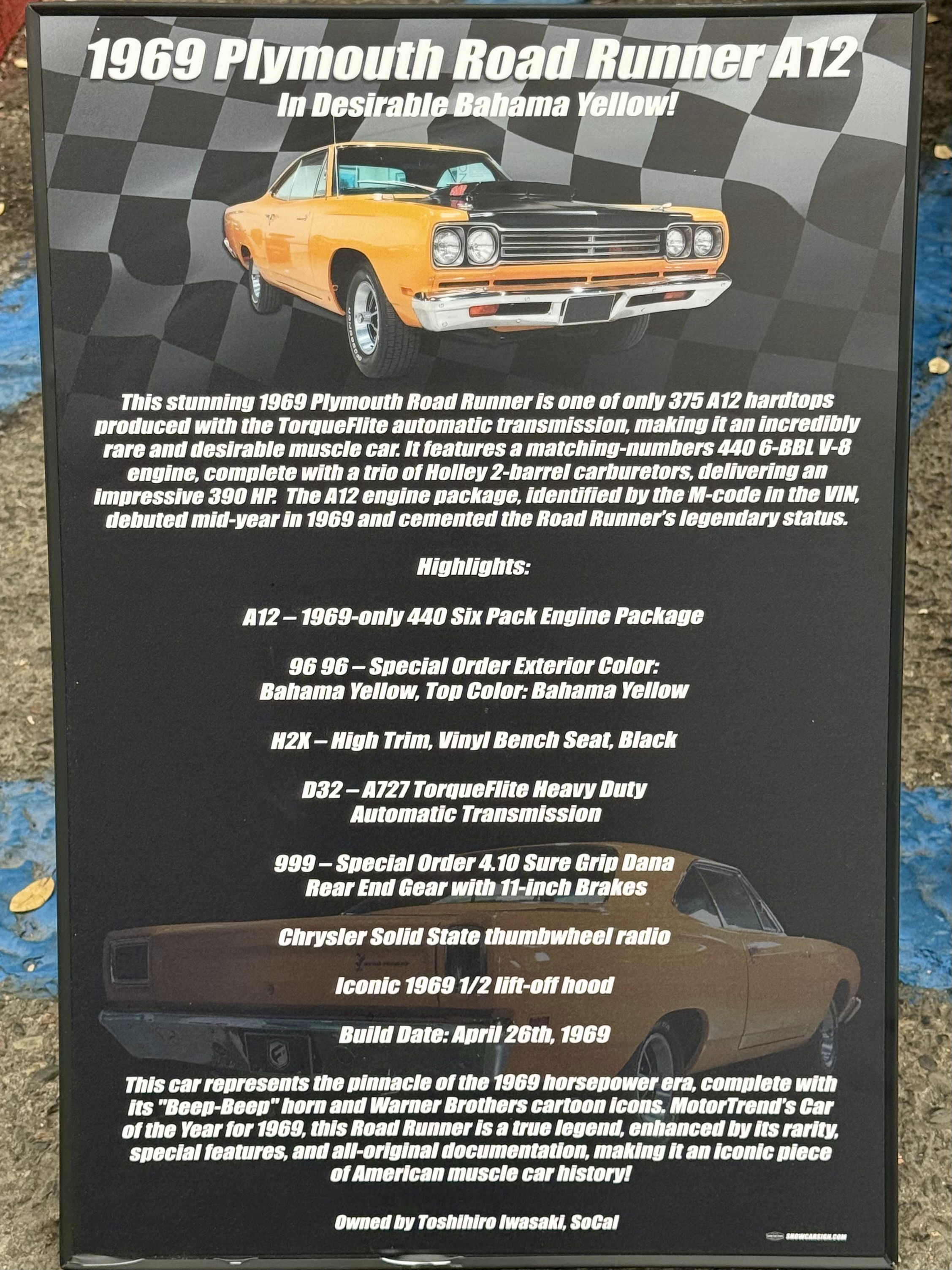 1969 Plymouth Road Runner — Lineage Image 2