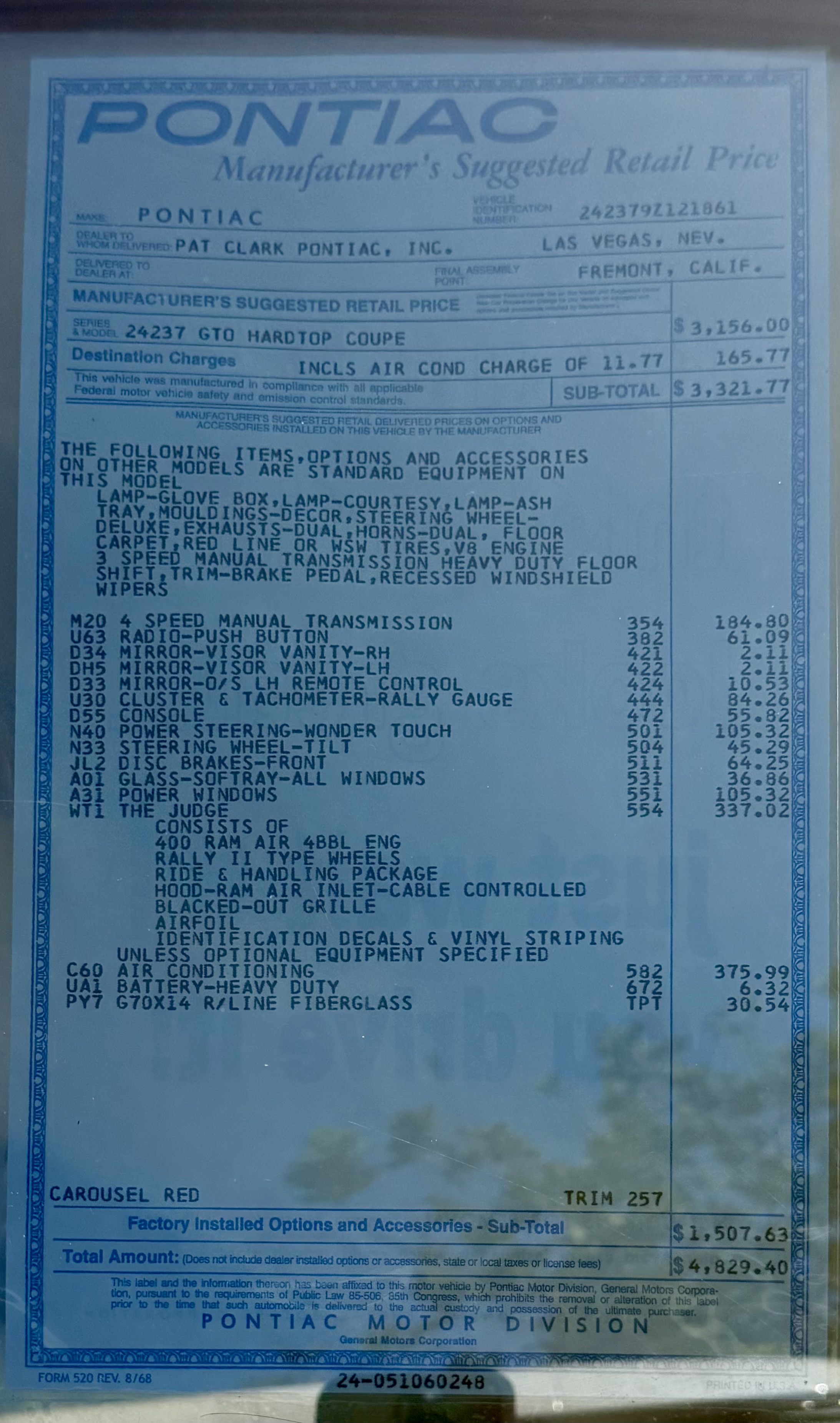 1969 Pontiac GTO — Lineage Image 4