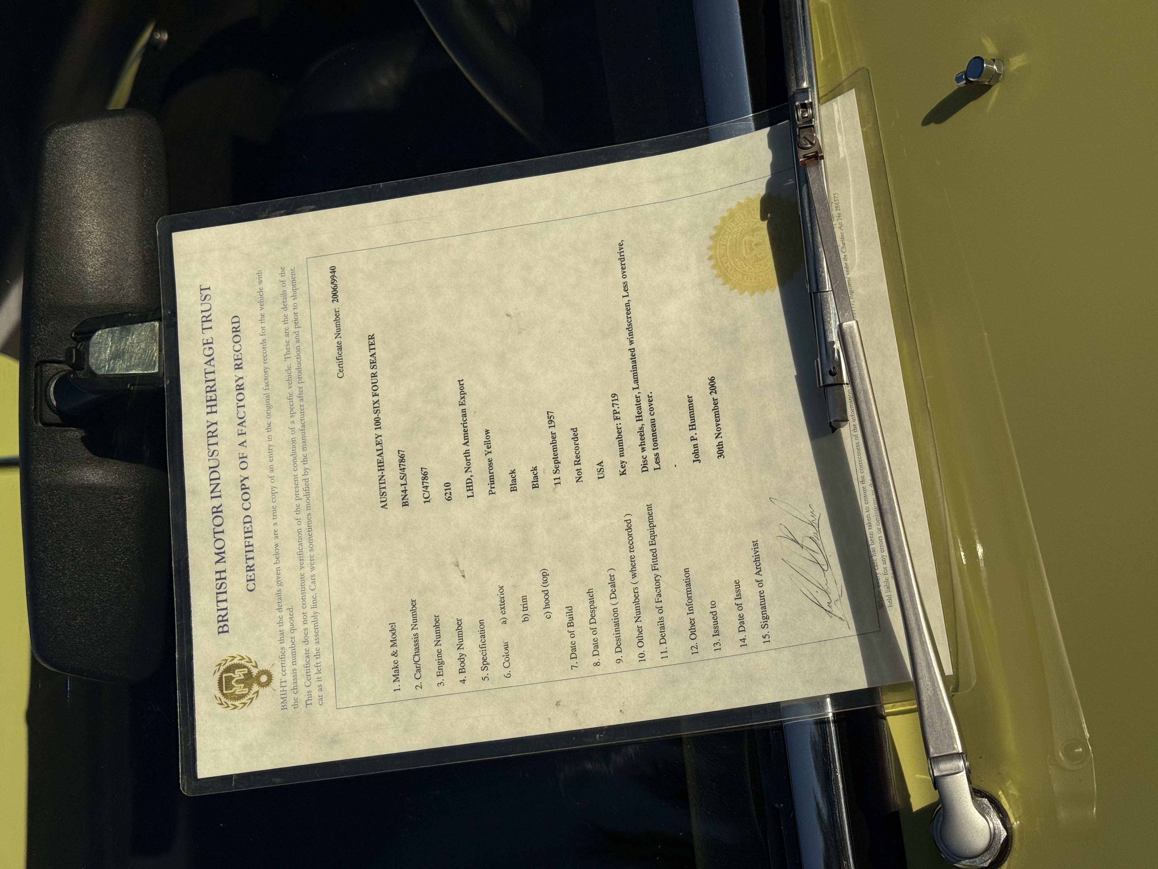 1957 Austin-Healey 100-6 — Lineage Image 3