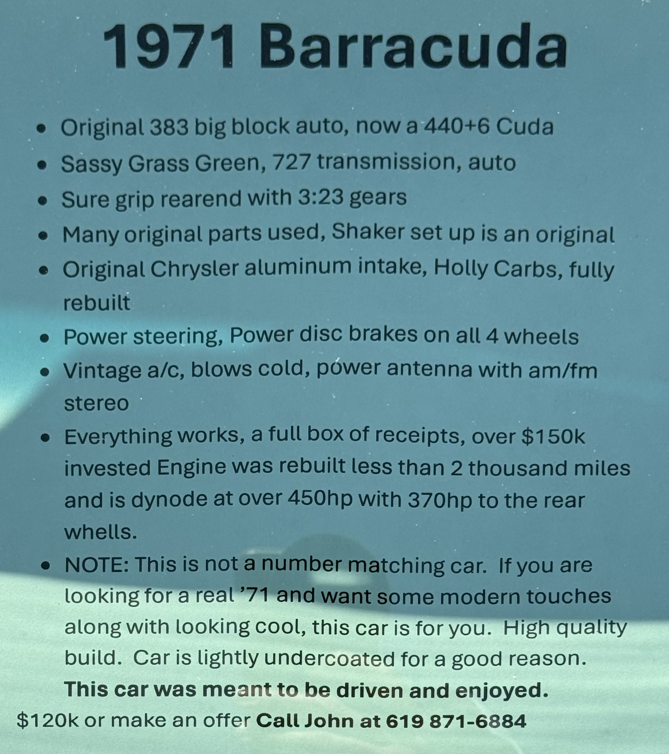 1971 Plymouth Barracuda — Lineage Image 4