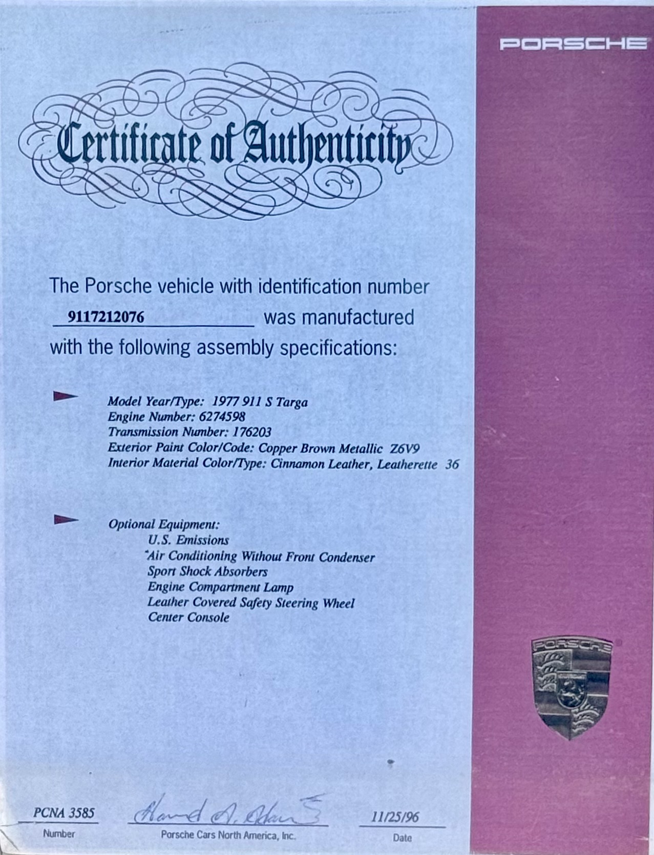 1977 Porsche 911 — Lineage Image 1