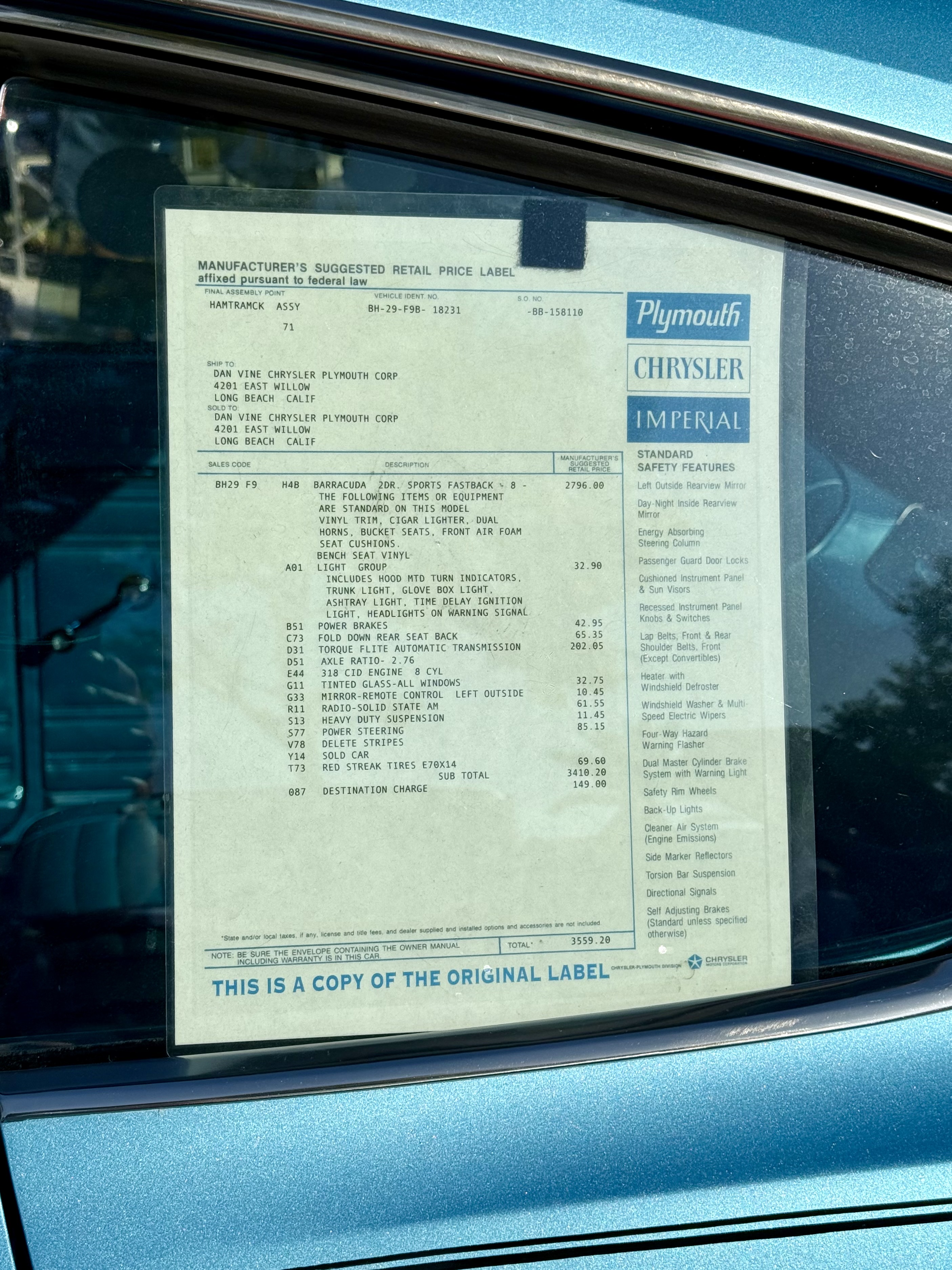 1969 Plymouth Barracuda — Lineage Image 3